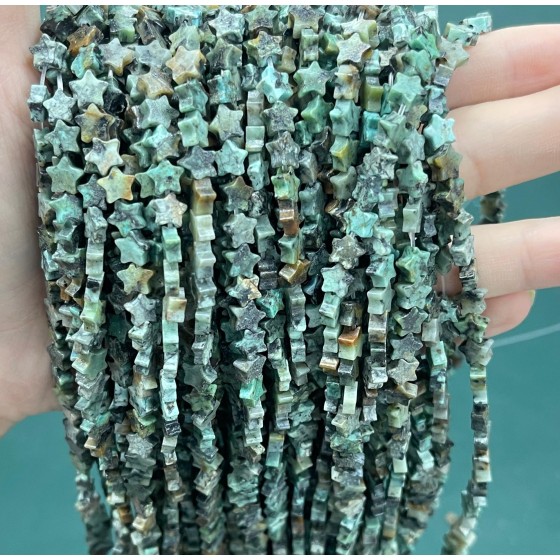 No_1110_Natural African Turquoise Five Pointed Star_6mm_(Sold Per Strand)