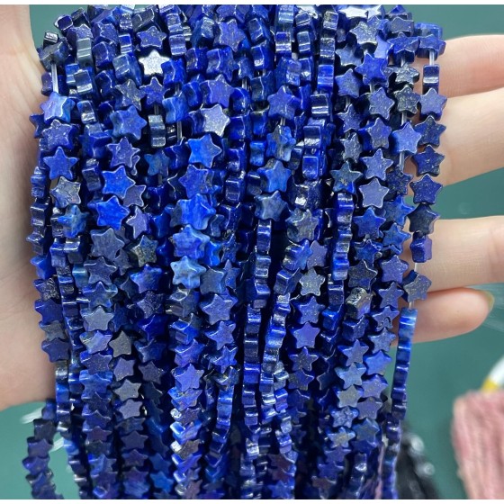 No_1111_Enhanced Lapis Lazuli Five Pointed Star_6mm_(Sold Per Strand)