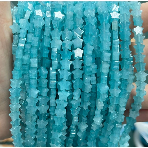 No_1118_Enhanced Amazonite Color Chalcedony Five Pointed Star_6mm_(Sold Per Strand)