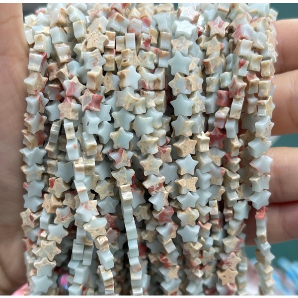 No_1120_Synthetic Shoushan Stone Five Pointed Star_6mm_(Sold Per Strand)