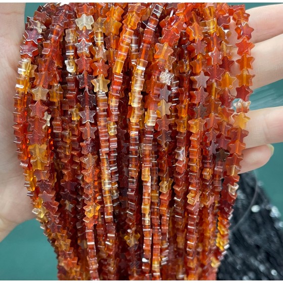 No_1123_Natural Red Agate Five Pointed Star_6mm_(Sold Per Strand)