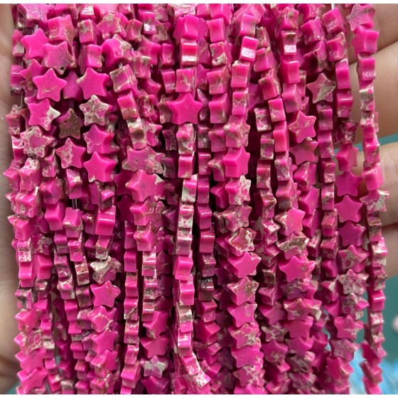 No_1127_Synthetic Rose Red Imperial Jasper Five Pointed Star_6mm_(Sold Per Strand)