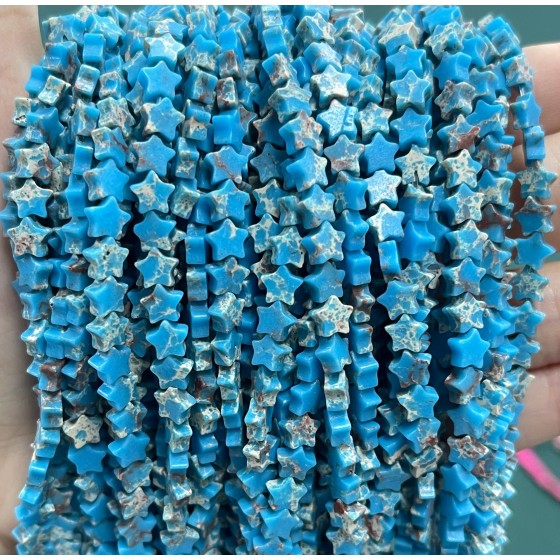No_1128_Synthetic Blue Imperial Jasper Five Pointed Star_6mm_(Sold Per Strand)