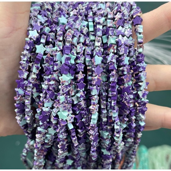 No_1130_Synthetic Mauve Imperial Jasper Five Pointed Star_6mm_(Sold Per Strand)