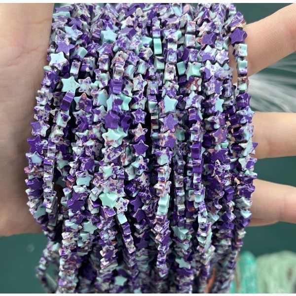 No_1130_Synthetic Mauve Imperial Jasper Five Pointed Star_6mm_(Sold Per Strand)