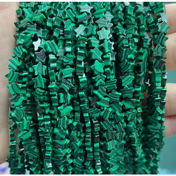 No_1136_Synthetic Malachite Five Pointed Star_6mm_(Sold Per Strand)