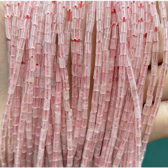 No_1138_Natural Rose Quartz Round Tube_2*4mm_(Sold Per Strand)
