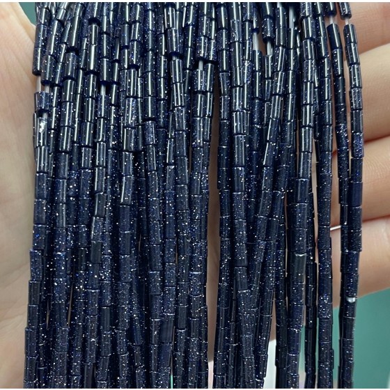 No_1139_Synthetic Blue Sandstone Round Tube_2*4mm_(Sold Per Strand)
