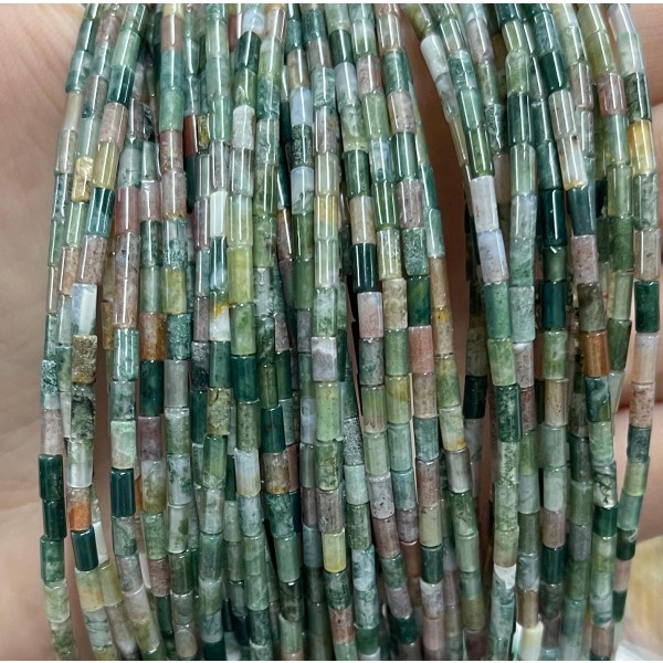 No_1141_Natural Indian Agate Round Tube_2*4mm_(Sold Per Strand)