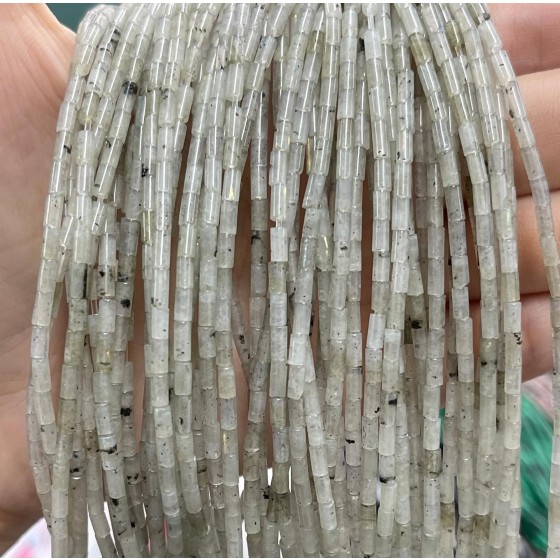 No_1142_Natural White Labradorite Round Tube_2*4mm_(Sold Per Strand)
