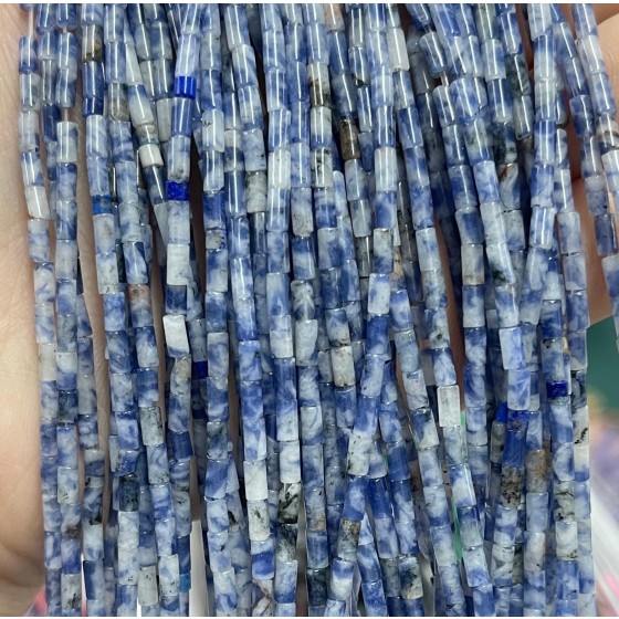 No_1143_Natural Blue Spot Jasper Round Tube_2*4mm_(Sold Per Strand)