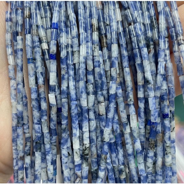 No_1143_Natural Blue Spot Jasper Round Tube_2*4mm_(Sold Per Strand)