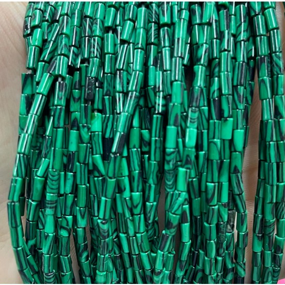 No_1151_Synthetic Malachite Round Tube_2*4mm_(Sold Per Strand)