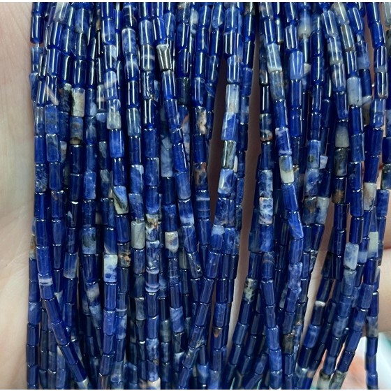 No_1164_Natural Blue Lace Agate Round Tube_2*4mm_(Sold Per Strand)