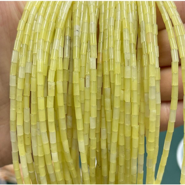 No_1174_Natural Lemon Jade Round Tube_2*4mm_(Sold Per Strand)