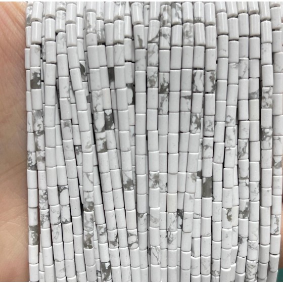 No_1177_Natural White Turquoise Round Tube_2*4mm_(Sold Per Strand)