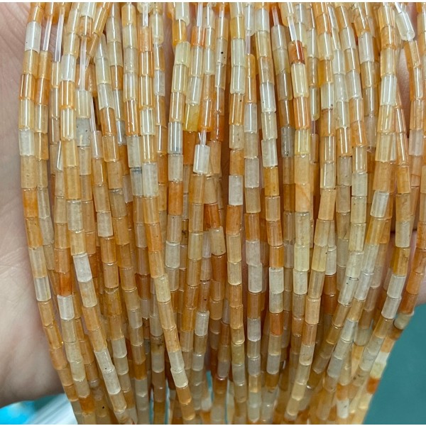 No_1180_Natural Red Aventurine Round Tube_2*4mm_(Sold Per Strand)