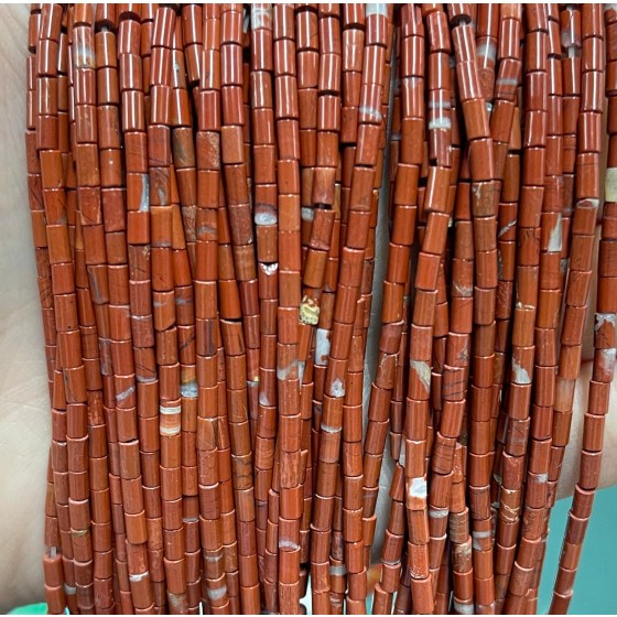 No_1181_Natural Red Jasper Round Tube_2*4mm_(Sold Per Strand)