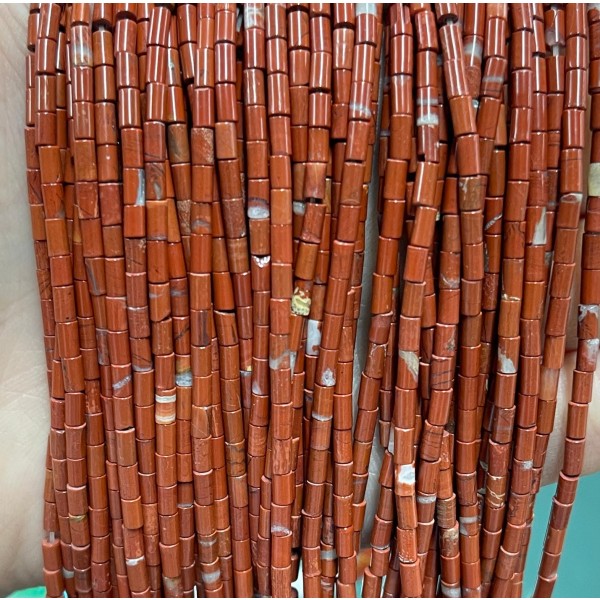 No_1181_Natural Red Jasper Round Tube_2*4mm_(Sold Per Strand)