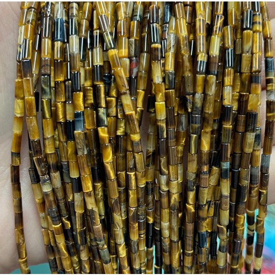 No_1182_Natural Yellow Tiger Eye Stone Round Tube_2*4mm_(Sold Per Strand)