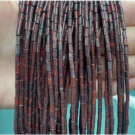 No_1184_Natural Red Poppy Jasper Round Tube_2*4mm_(Sold Per Strand)