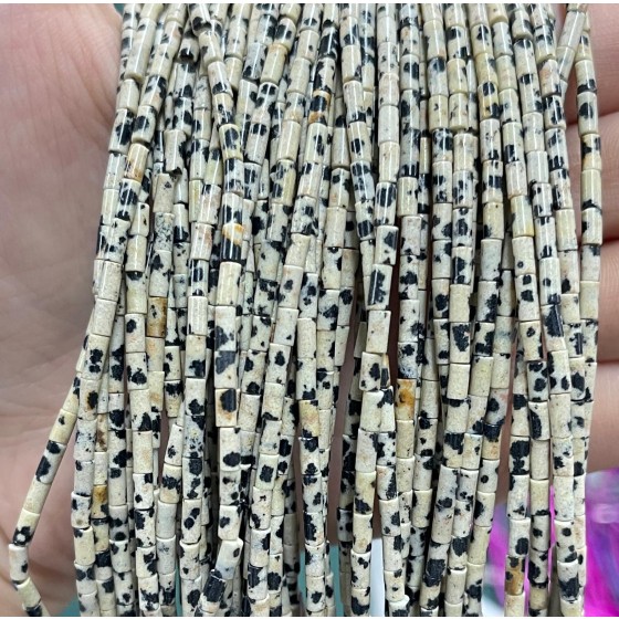 No_1189_Natural Dalmation Jasper Round Tube_2*4mm_(Sold Per Strand)