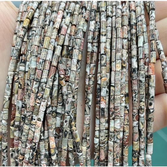 No_1190_Natural Leopard Skin Jasper Round Tube_2*4mm_(Sold Per Strand)