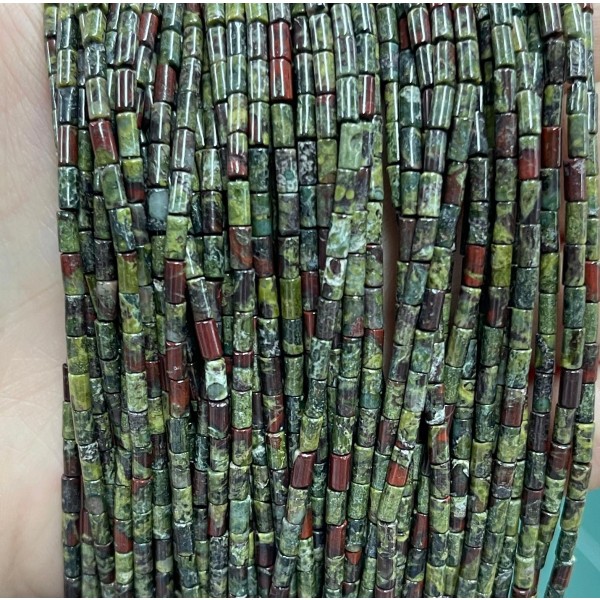 No_1191_Natural Dragon Blood Jasper Round Tube_2*4mm_(Sold Per Strand)