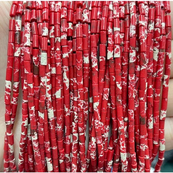 No_1195_Synthetic Red Imperial Jasper Round Tube_2*4mm_(Sold Per Strand)