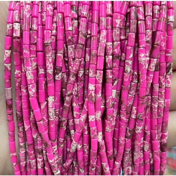No_1197_Synthetic Rose Red Imperial Jasper Round Tube_2*4mm_(Sold Per Strand)