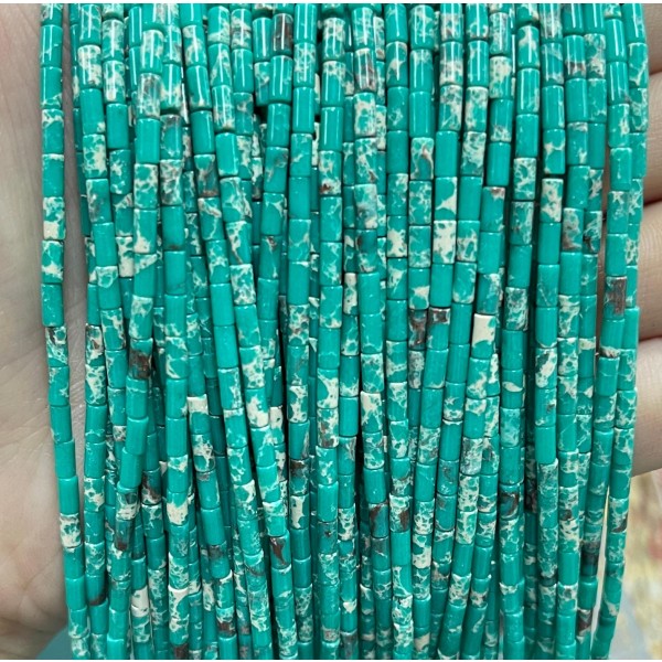 No_1202_Synthetic Green Imperial Jasper Round Tube_2*4mm_(Sold Per Strand)
