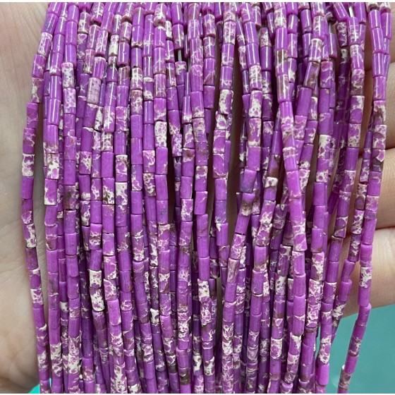 No_1203_Synthetic Purple Imperial Jasper Round Tube_2*4mm_(Sold Per Strand)