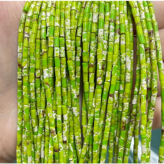 No_1206_Synthetic Grass Green Imperial Jasper Round Tube_2*4mm_(Sold Per Strand)