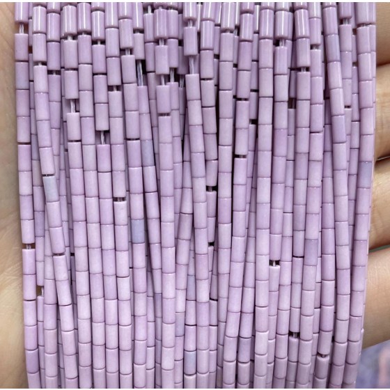 No_1208_Synthetic Light Purple Stone Round Tube_2*4mm_(Sold Per Strand)