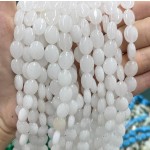 No_1219_Natural White Jade Egg Shaped Bead_8*10mm_(Sold Per Strand)