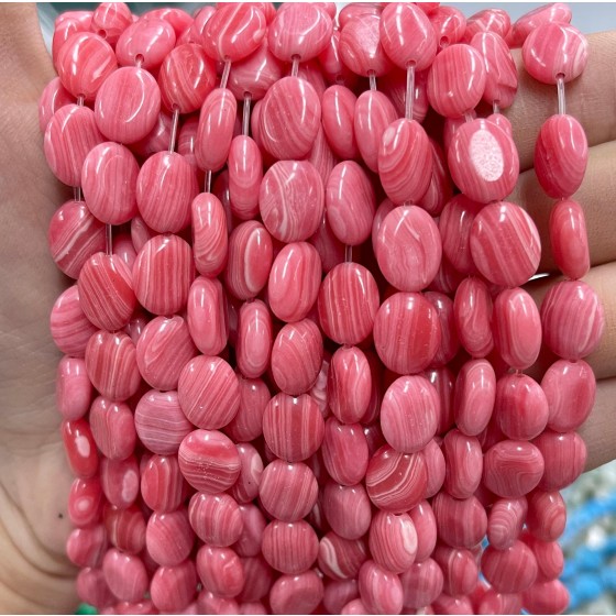 No_1223_Synthetic Rhodochrosite Egg Shaped Bead_8*10mm_(Sold Per Strand)
