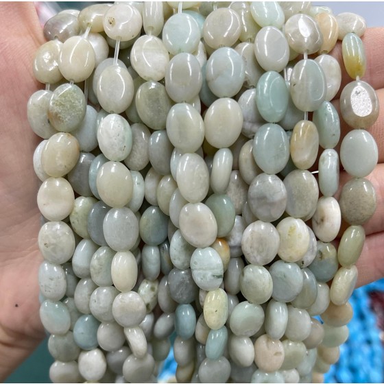No_1228_Natural Amazonite Egg Shaped Bead_8*10mm_(Sold Per Strand)