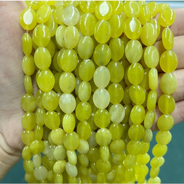 No_1229_Natural Lemon Jade Egg Shaped Bead_8*10mm_(Sold Per Strand)