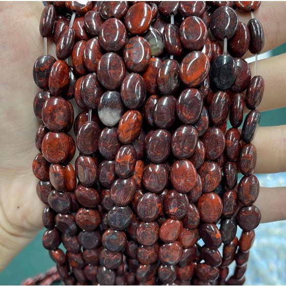 No_1232_Natural Red Poppy Jasper Egg Shaped Bead_8*10mm_(Sold Per Strand)