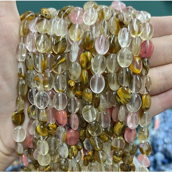 No_1234_Synthetic  Watermelon Crystal Egg Shaped Bead_8*10mm_(Sold Per Strand)