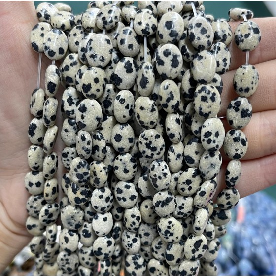 No_1235_Natural Dalmation Jasper Egg Shaped Bead_8*10mm_(Sold Per Strand)