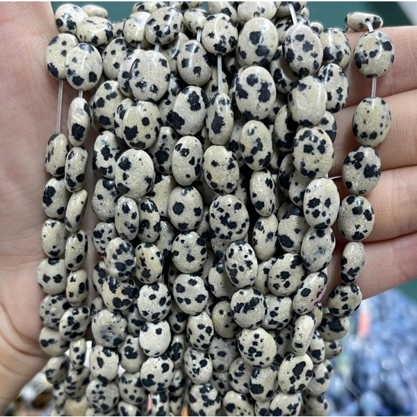 No_1235_Natural Dalmation Jasper Egg Shaped Bead_8*10mm_(Sold Per Strand)