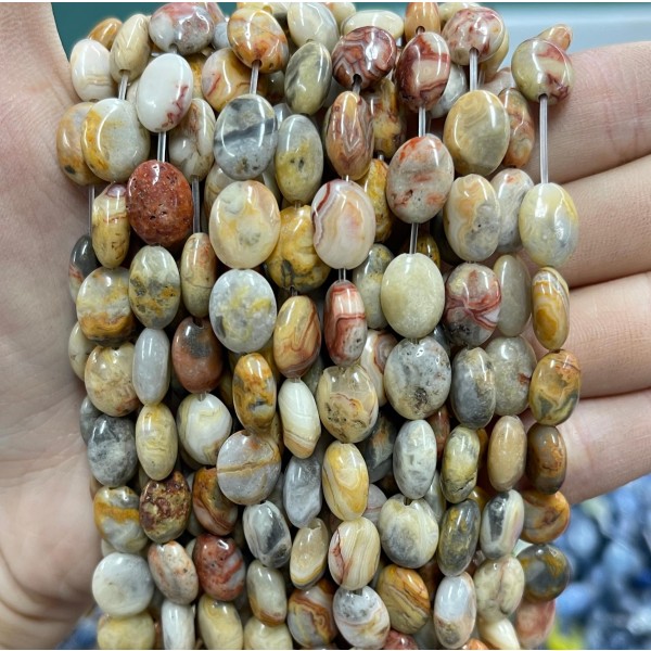 No_1236_Natural Crazy Agate Egg Shaped Bead_8*10mm_(Sold Per Strand)