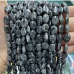 No_1238_Natural Black Labradorite Egg Shaped Bead_8*10mm_(Sold Per Strand)