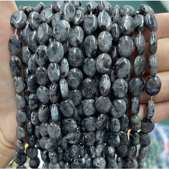 No_1238_Natural Black Labradorite Egg Shaped Bead_8*10mm_(Sold Per Strand)