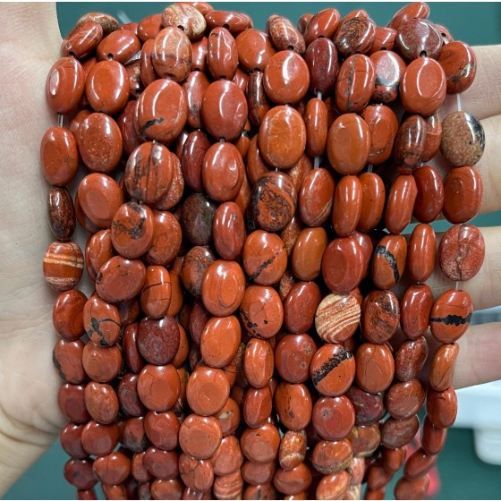 No_1248_Natural Red Jasper Egg Shaped Bead_8*10mm_(Sold Per Strand)