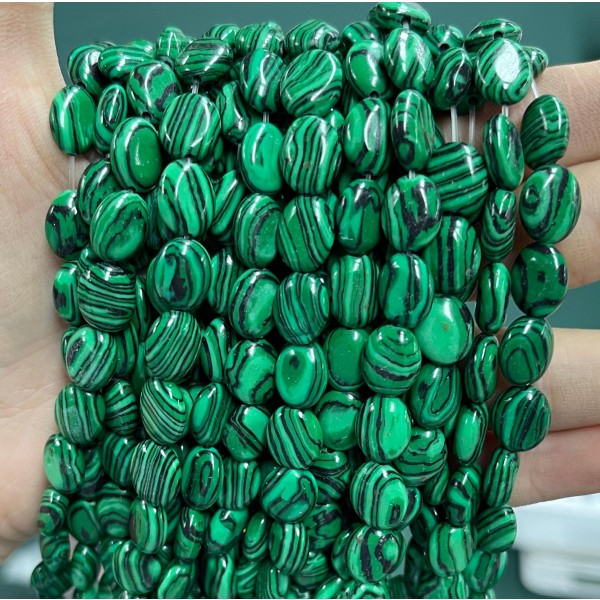 No_1249_Synthetic Malachite Egg Shaped Bead_8*10mm_(Sold Per Strand)