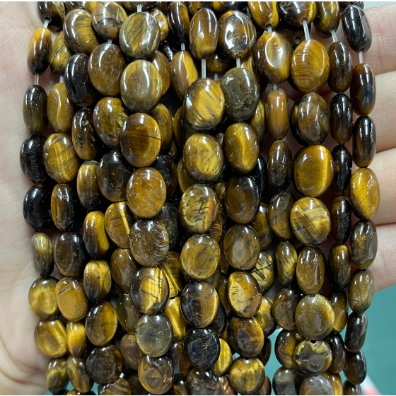 No_1251_Natural Yellow Tiger Eye Stone Egg Shaped Bead_8*10mm_(Sold Per Strand)