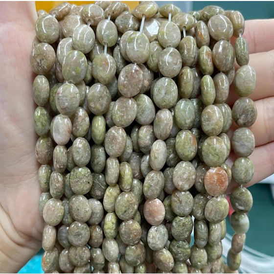 No_1254_Natural Medium Unakite Egg Shaped Bead_8*10mm_(Sold Per Strand)