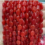 No_1256_Enhanced Bright Red Chalcedony Egg Shaped Bead_8*10mm_(Sold Per Strand)